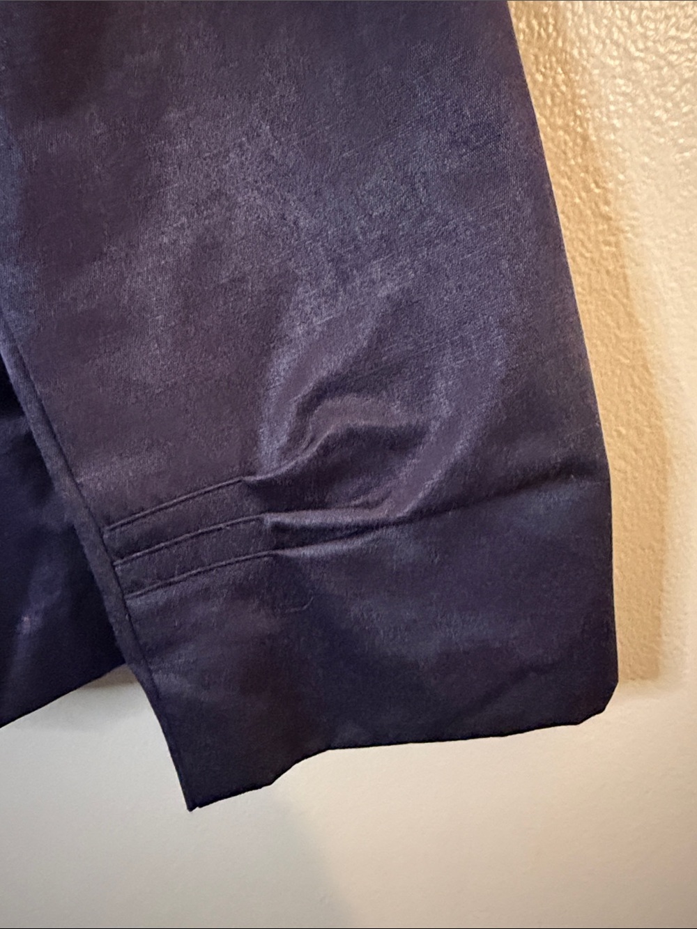 Tulle Navy Cropped Blazer Jacket Medium Ruched Sleeve Peplum Open Front - Picture 7 of 8